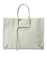 Balenciaga White Yellow Exotic Skin Leather Shopping Tote PAPIER Bag
